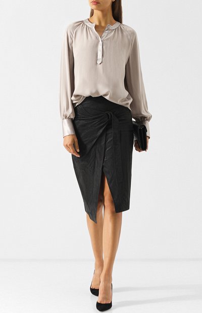 Кожаная юбка-миди с запахом BRUNELLO CUCINELLI, арт. M0PLTG2732, фото 2