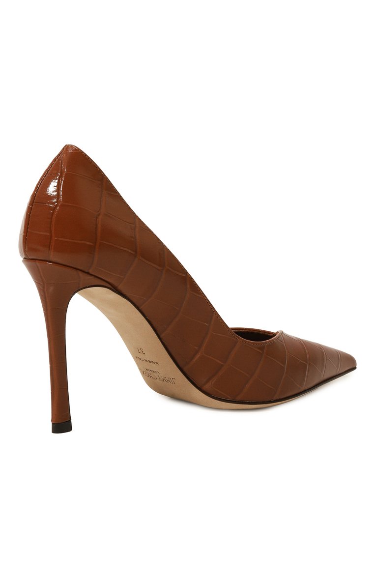 Женские кожаные туфли cass 95 JIMMY CHOO светло-коричневого цвета, арт. CASS 95/CQX | Фото 5 (Подошва: Плоская; Материал сплава: Проставлено; Каблук высота: Высокий; Материал внутренний: Натуральная кожа; Драгоценные камни: Проставлено; Каблук тип: Шпилька; Материал внешний: Натуральная кожа)
