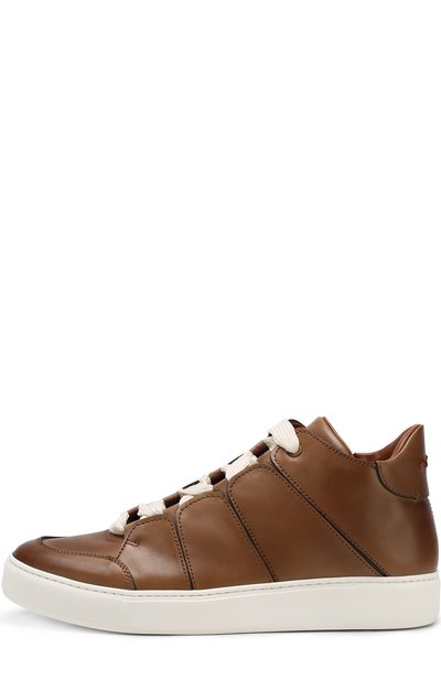 Кожаные кеды на шнуровке ZEGNA светло-коричневого цвета по цене 98300 руб., арт. A2891X-MFS, фото 3 Кожаные кеды на шнуровке ZEGNA, арт. A2891X-MFS, фото 3