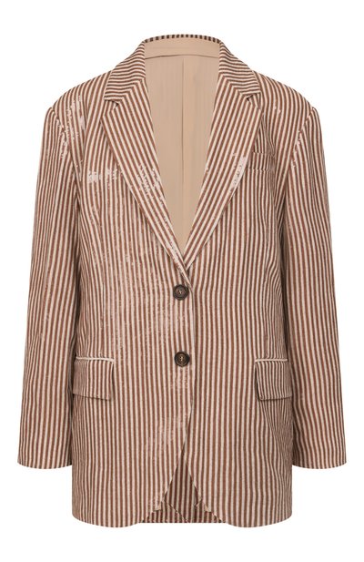 Женский льняной жакет с отделкой пайетками BRUNELLO CUCINELLI, арт. MM6337378