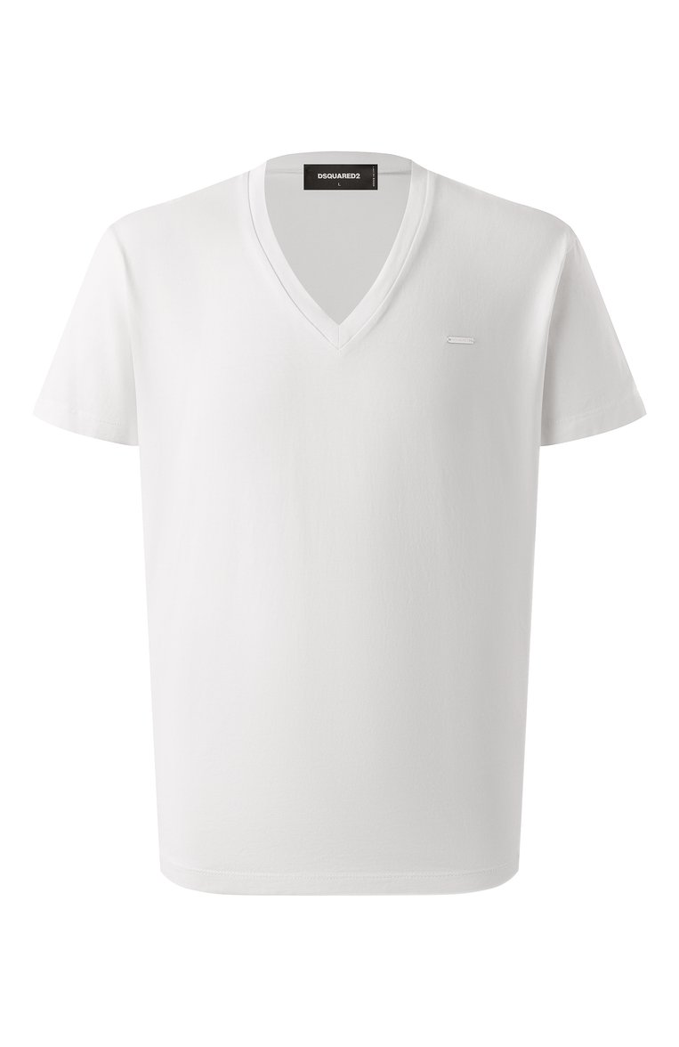 Мужская хлопковая футболка DSQUARED2 белого цвета, арт. S74GD1254/D20020 | Фото 1 (Материал внешний: Хлопок; Рукава: Короткие; Длина (для топов): Стандартные; Принт: Без принта; Стили: Кэжуэл; Кросс-КТ: Джерси; Мужское Кросс-КТ: Футб�олка-одежда)
