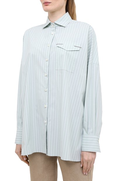 Хлопковая рубашка BRUNELLO CUCINELLI голубого цвета по цене 141500 руб., арт. MP733MF126, фото 3 Хлопковая рубашка BRUNELLO CUCINELLI, арт. MP733MF126, фото 3