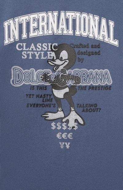 Хлопковая футболка DOLCE & GABBANA тёмно-голубого цвета по цене 35700 руб., арт. L4JTKF/G7PUE_001, фото 3 Хлопковая футболка DOLCE & GABBANA, арт. L4JTKF/G7PUE_001, фото 3