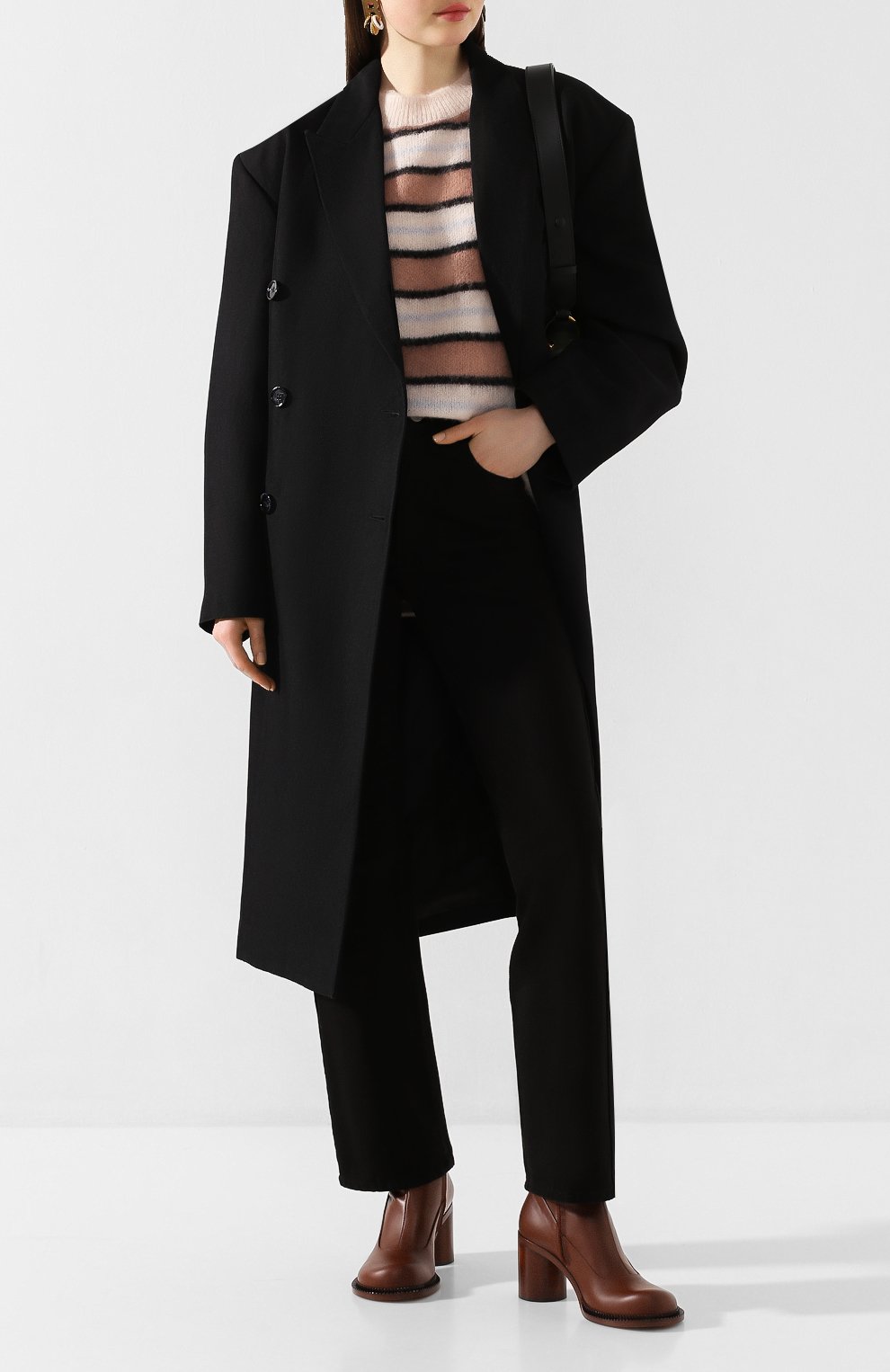 Пальто из смеси льна и шерсти ACNE STUDIOS черного цвета по цене 68400 руб., арт. A90230, фото 2 Пальто из смеси льна и шерсти ACNE STUDIOS, арт. A90230, фото 2