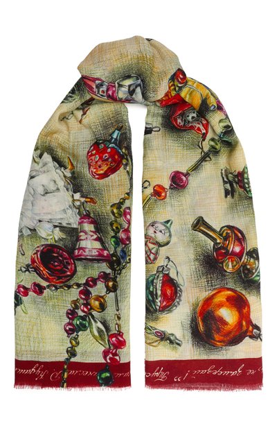 Кашемировая шаль новогодние игрушки GOURJI, арт. T23XMST8R, фото 1