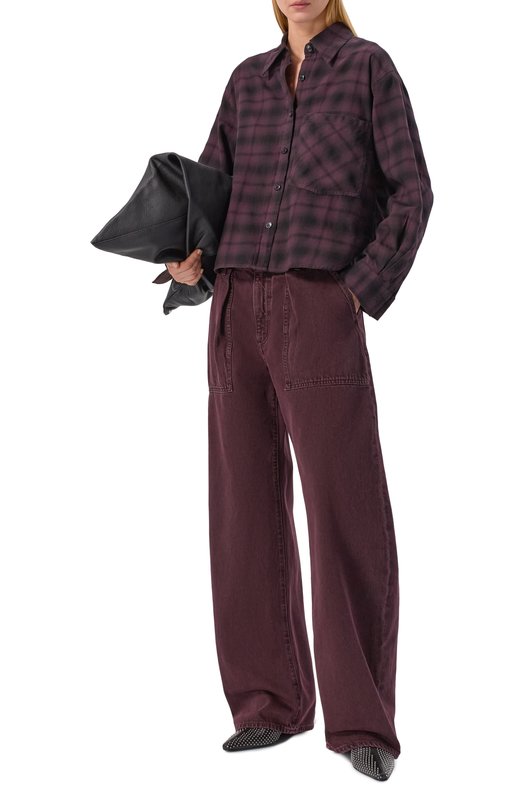 Хлопковая рубашка Comer Agolde A7382B1868 Бордовый  A7382B1868 Фото 2