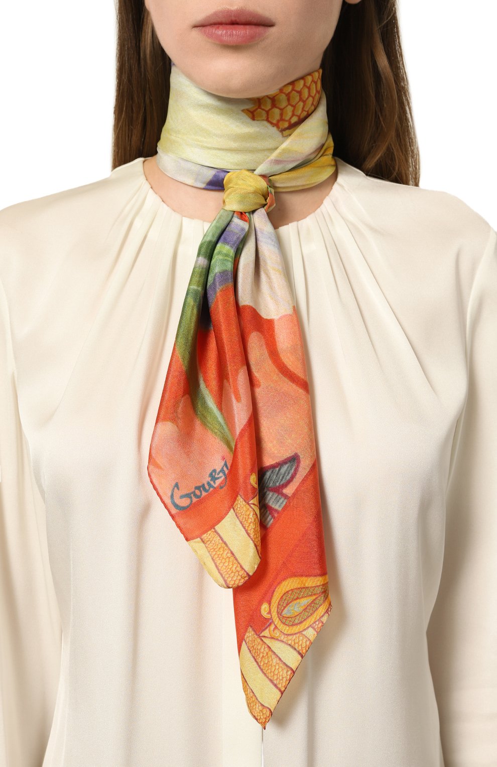 Шелковый платок анютины глазки GOURJI, арт. 91121137/518171172, фото 2