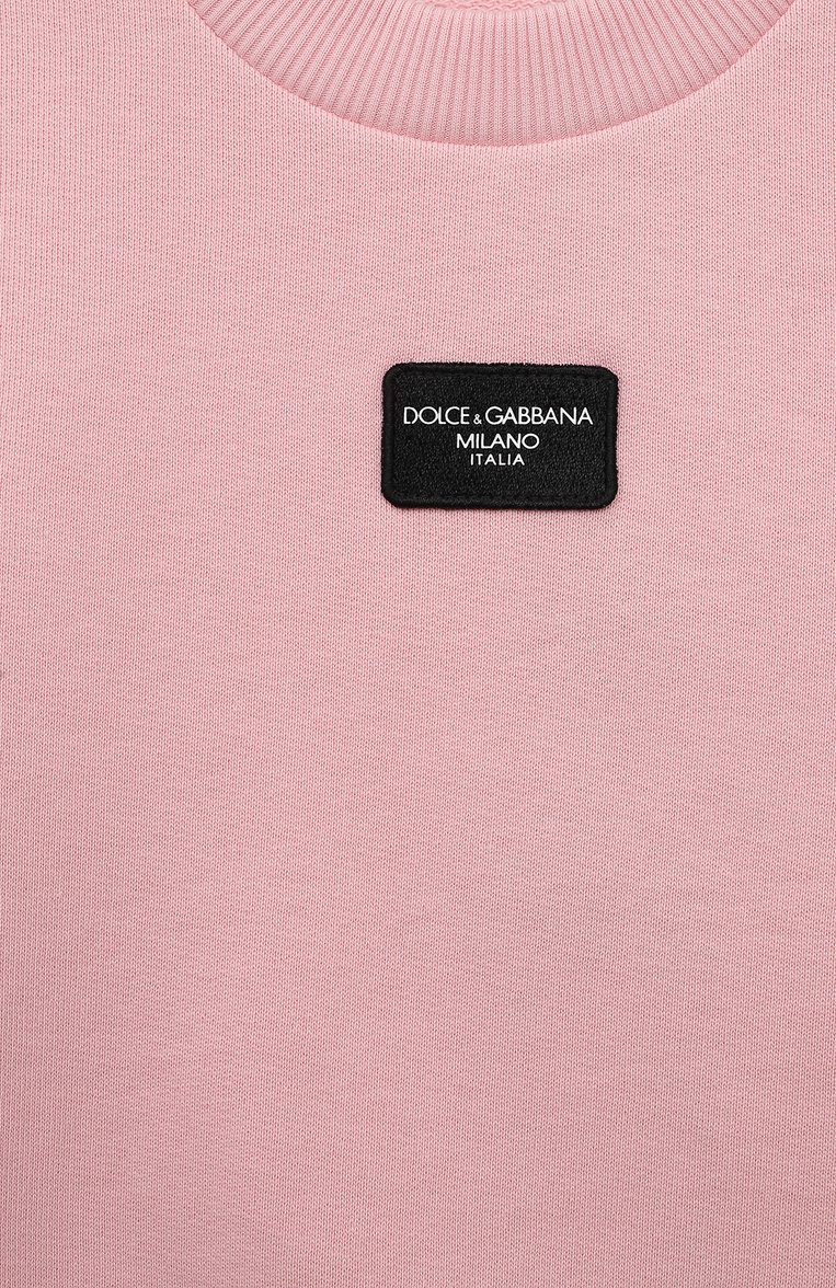 Детский хлопковый свитшот DOLCE & GABBANA светло-розового цвета, арт. L5JWAR/G7M4V/2-6 | Фото 3 (Материал внешний: Хлопок; Рукава: Длинные; Девочки Кросс-КТ: Свитшот-одежда; Автоматизация ТО: Проставлено; Автоматизац�ия состава: Проставлено)