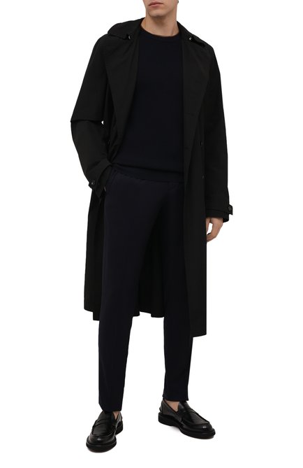 Мужские брюки из шерсти и шелка ERMENEGILDO ZEGNA темно-синего цвета, арт. UVI20/TT18 | Фото 2 (Длина (брюки, джинсы): Стандартные; Материал внешний: Шерсть; Случай: Повседневный; Стили: Кэжуэл)