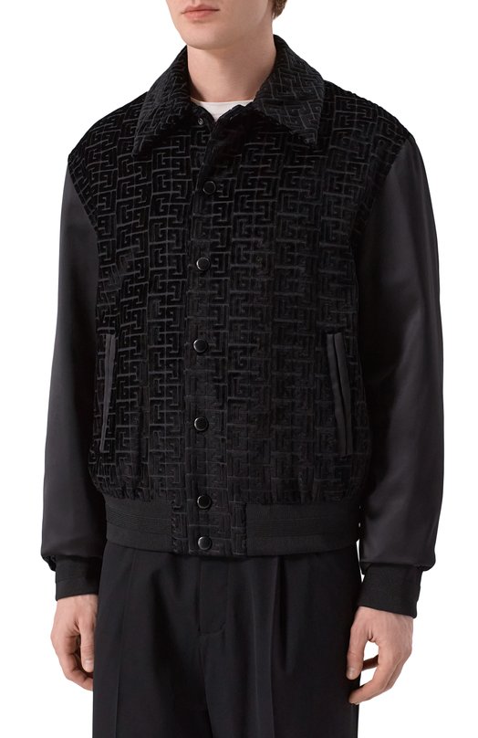 Бомбер из хлопка и вискозы Balmain GH1TFA73/MI21 Чёрный  GH1TFA73/MI21 Фото 3