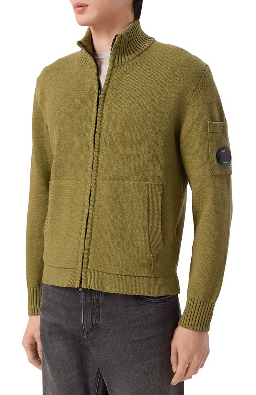 Хлопковый кардиган C.P. Company 20CMKN092A/110058A Хаки  20CMKN092A/110058A Фото 3