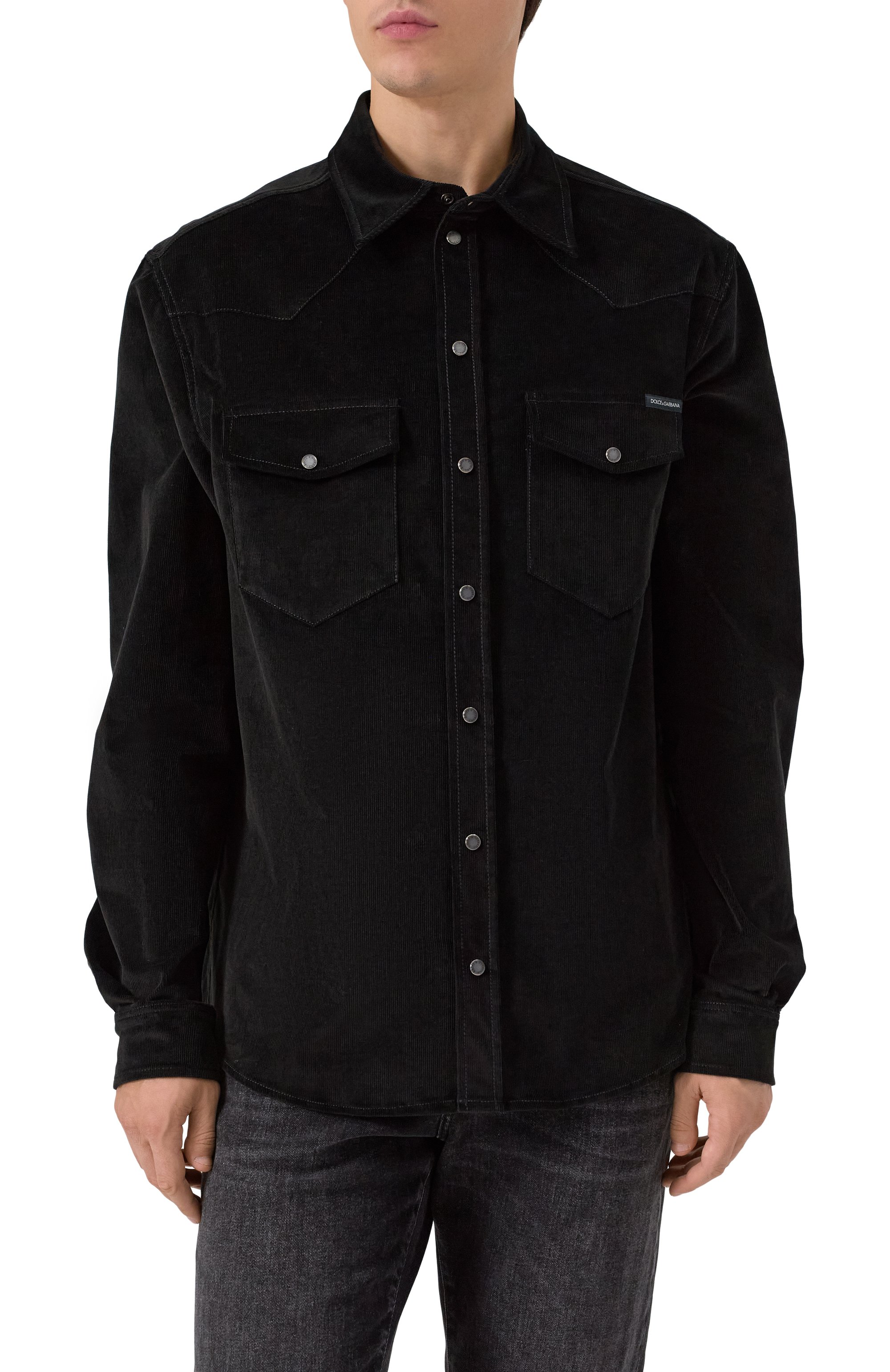 Вельветовая рубашка DOLCE & GABBANA черного цвета по цене 99950 руб., арт. G5MA1T/GJ589, фото 3 Вельветовая рубашка DOLCE & GABBANA, арт. G5MA1T/GJ589, фото 3