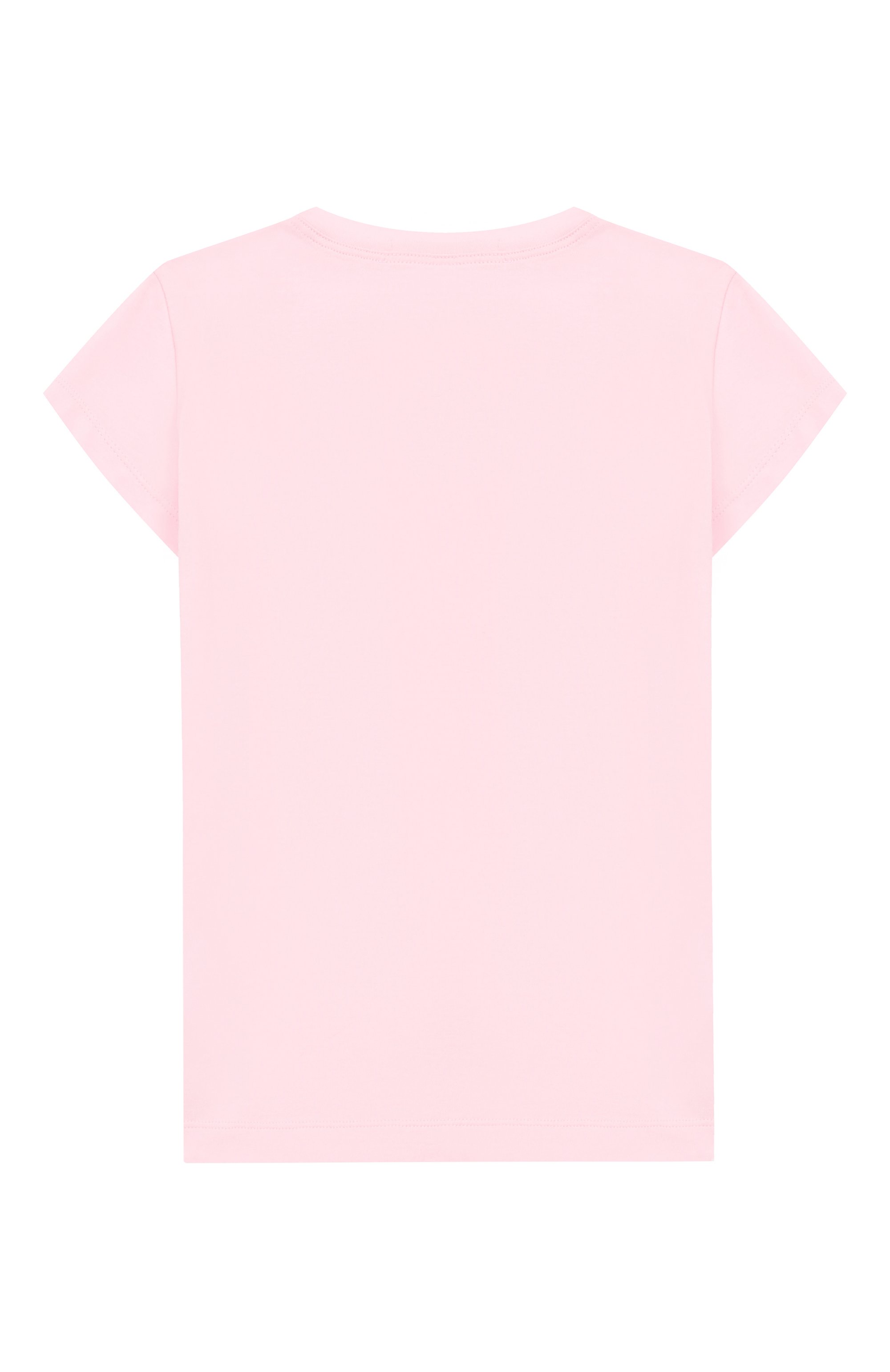 Хлопковая футболка MONNALISA светло-розового цвета по цене 8300 руб., арт. 11G605, фото 2 Хлопковая футболка MONNALISA, арт. 11G605, фото 2