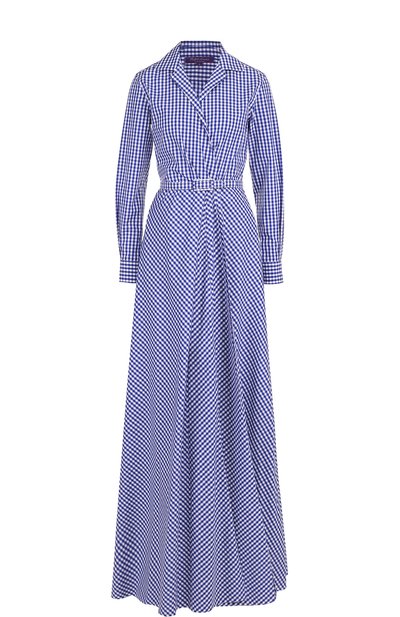 Хлопковое платье-рубашка в клетку с поясом RALPH LAUREN, арт. 290707886, фото 1