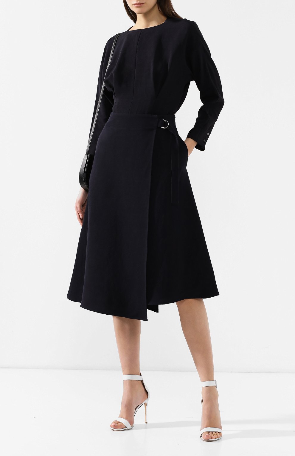 Юбка из смеси вискозы и льна JIL SANDER NAVY темно-синего цвета по цене 56450 руб., арт. JNWM3504A/JM4315, фото 2 Юбка из смеси вискозы и льна JIL SANDER NAVY, арт. JNWM3504A/JM4315, фото 2