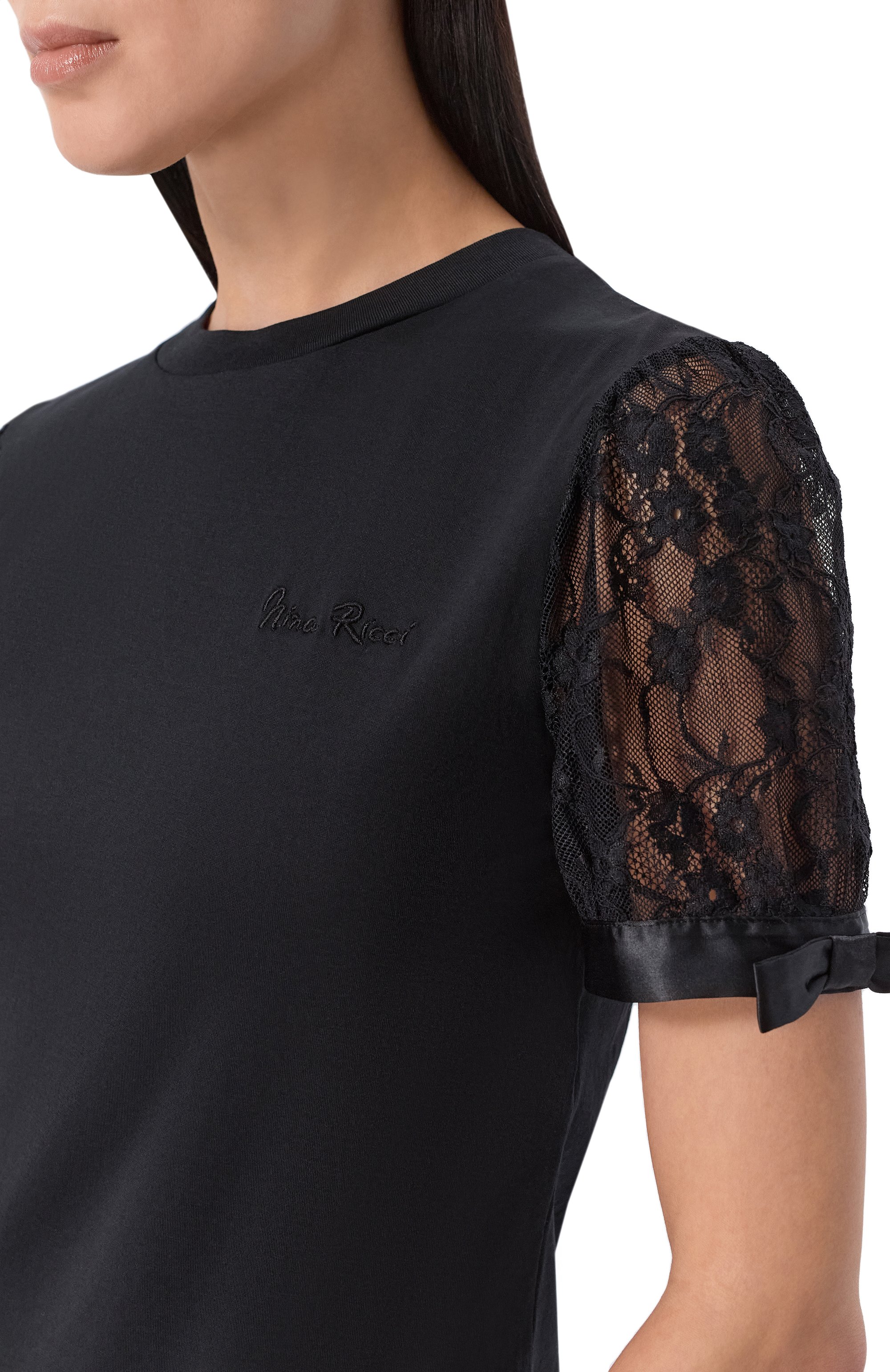 Хлопковый топ NINA RICCI черного цвета по цене 43250 руб., арт. 26PJT0014/C01115, фото 5 Хлопковый топ NINA RICCI, арт. 26PJT0014/C01115, фото 5