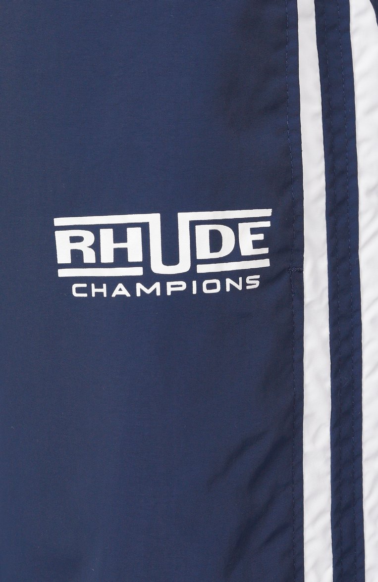 Мужские брюки RHUDE синего цвета, арт. RHPS25PA01005 | Фото 6 (Материал внешний: Синтетический материал; Длина (брюки, джинсы): Стандартные; Случай: Повседневный; Стили: Спорт-шик)