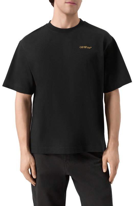 Хлопковая футболка Off-White 0MAA120S25JER00D Чёрный  0MAA120S25JER00D Фото 3
