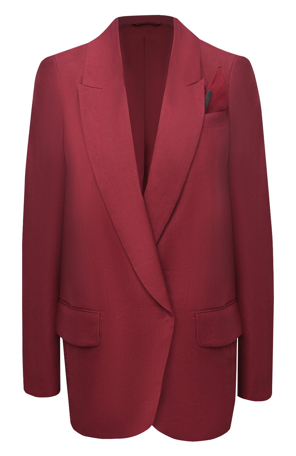 Жакет из хлопка и льна BRUNELLO CUCINELLI бордового цвета по цене 360000 руб., арт. MF5912103, фото 1 Жакет из хлопка и льна BRUNELLO CUCINELLI, арт. MF5912103, фото 1