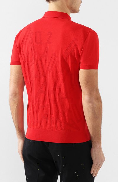 Хлопковое поло DSQUARED2 красного цвета по цене 51200 руб., арт. S71HA0897/S16683, фото 4 Хлопковое поло DSQUARED2, арт. S71HA0897/S16683, фото 4