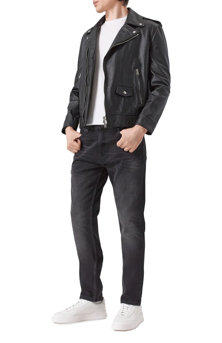 Мужские джинсы slim fit HUGO черного цвета, арт. 50530597 | Фото 2 (Длина (брюки, джинсы): Стандартные; Материал внешний: Деним, Хлопок; Силуэт М (брюки): Прямые; Кросс-КТ: Деним; Детали: Делаве; Стили: Повседневный; Автоматизация состава: Проставлено; Автоматизация ТО: Проставлено)
