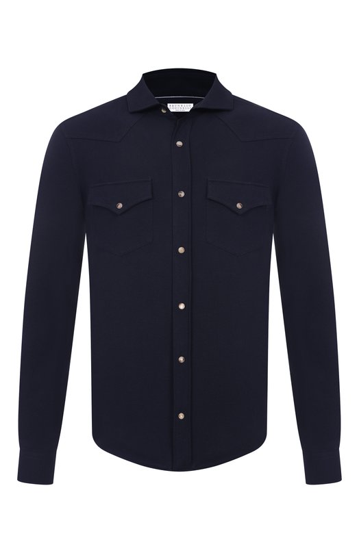 Хлопковая рубашка Brunello Cucinelli ME8546666 Синий ME8546666