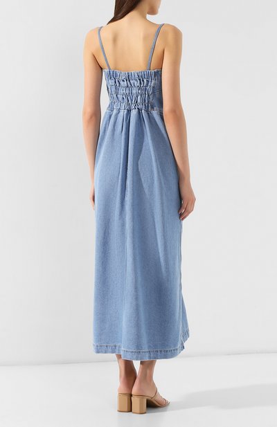 Джинсовое платье NANUSHKA голубого цвета по цене 42550 руб., арт. KAIA_80`S WASH_DENIM, фото 4 Джинсовое платье NANUSHKA, арт. KAIA_80`S WASH_DENIM, фото 4