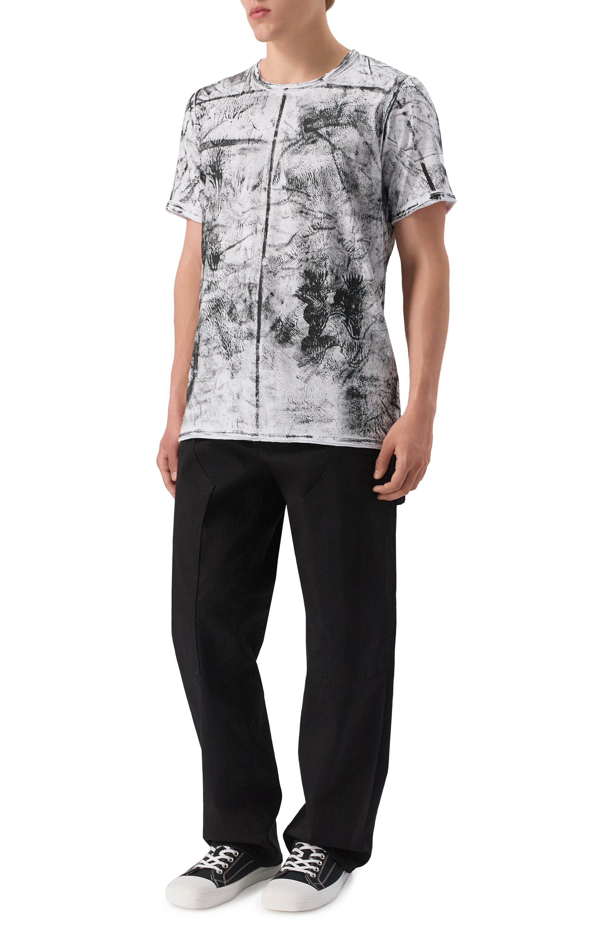 Хлопковая футболка 139DEC черно-белого цвета по цене 16200 руб., арт. T540-W-OXIDE, фото 2 Хлопковая футболка 139DEC, арт. T540-W-OXIDE, фото 2