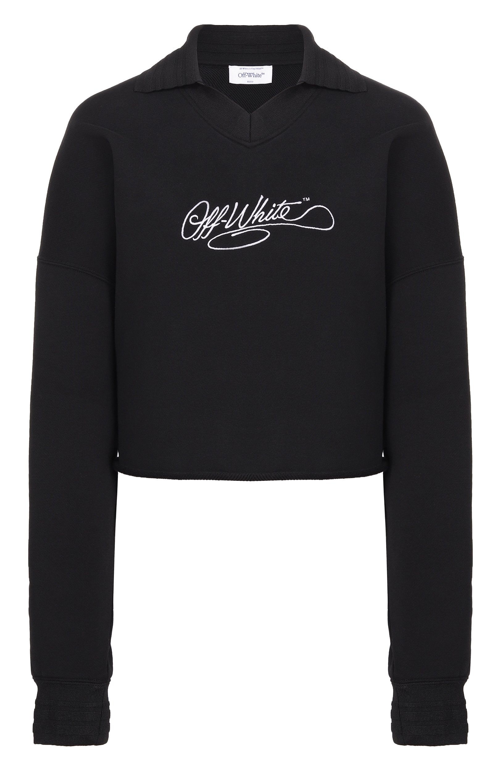 Хлопковое поло OFF-WHITE черного цвета по цене 69950 руб., арт. 2FE00633T, фото 1 Хлопковое поло OFF-WHITE, арт. 2FE00633T, фото 1