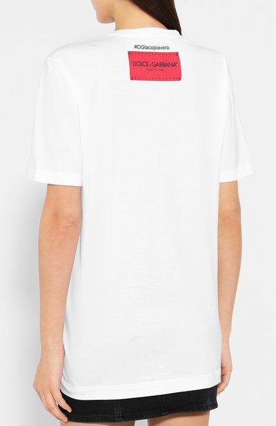 Хлопковая футболка DOLCE & GABBANA белого цвета по цене 37750 руб., арт. F8K27Z/G7SJY, фото 4 Хлопковая футболка DOLCE & GABBANA, арт. F8K27Z/G7SJY, фото 4