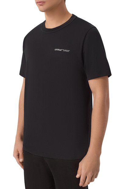 Хлопковая футболка OFF-WHITE черного цвета по цене 27900 руб., арт. 0MAA16MF26JER00L0, фото 3 Хлопковая футболка OFF-WHITE, арт. 0MAA16MF26JER00L0, фото 3