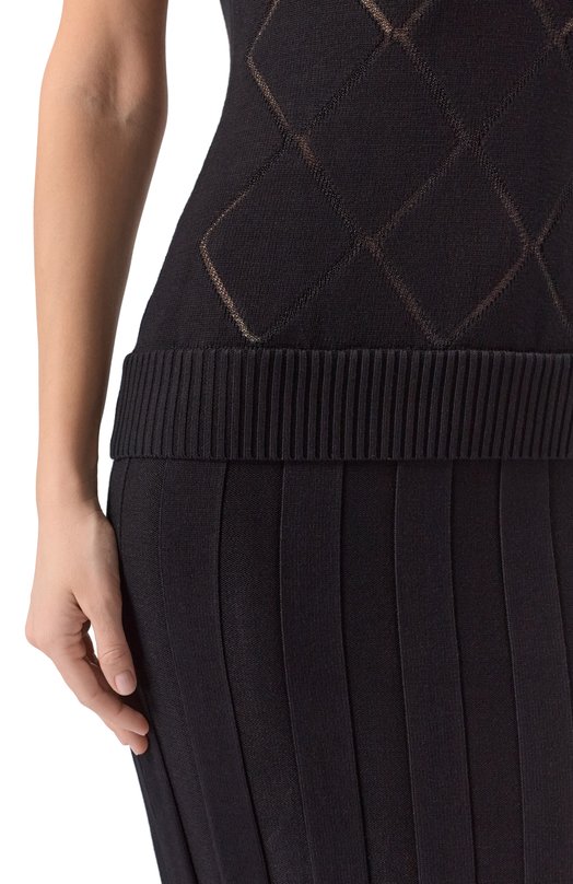 Платье из вискозы Yuzefi MARG0T-FITTED PLEATED STRAP DRESS/KNIT Чёрный  MARG0T-FITTED PLEATED STRAP DRESS/KNIT Фото 4