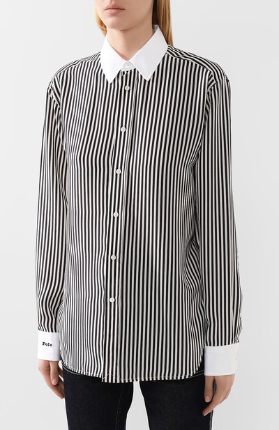 Шелковая рубашка POLO RALPH LAUREN черно-белого цвета по цене 21950 руб., арт. 211774723, фото 3 Шелковая рубашка POLO RALPH LAUREN, арт. 211774723, фото 3