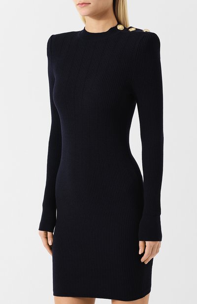 Шерстяное мини-платье с декоративными пуговицами BALMAIN, арт. 143745/K014, фото 3