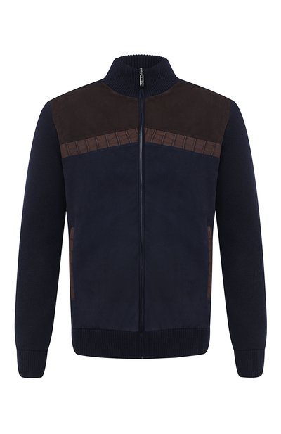 Мужской кашемировый кардиган с отделкой из кожи аллигатора ZILLI, арт. MBU-BL255-LUXU1/ML01/AMIS