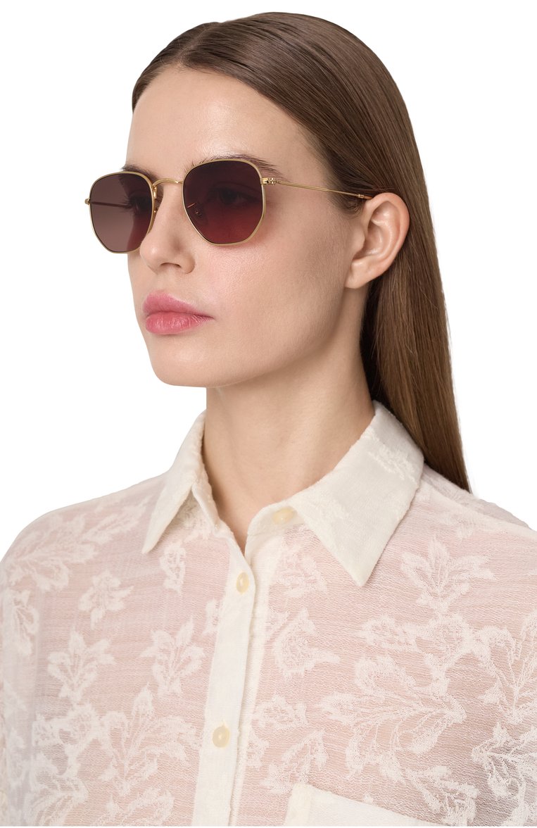 Женские солнцезащитные очки RAY-BAN коричневого цвета, арт. 3548N-912443 | Фото 3 (Тип очков: С/з; Материал: Металл; Кросс-КТ: С/з-уни�секс; Очки форма: Квадратные; Оптика Гендер: оптика-унисекс)