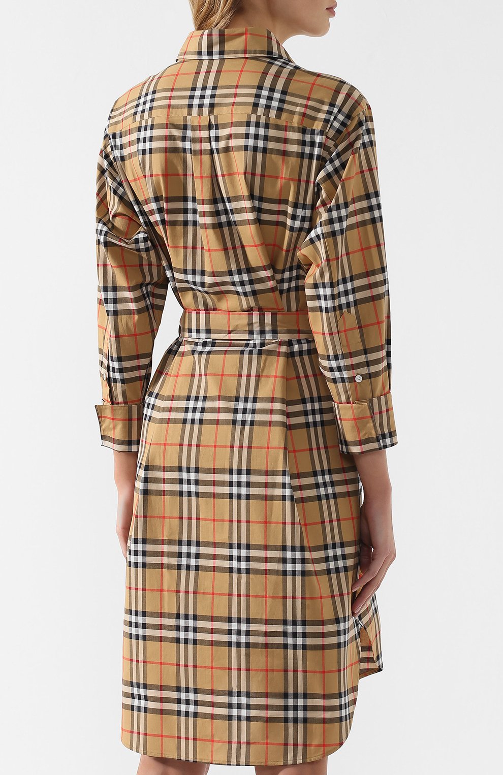 Хлопковое платье-рубашка с поясом BURBERRY, арт. 8003203, фото 4