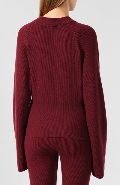 Пуловер NANUSHKA бордового цвета по цене 35000 руб., арт. ARDEN_BERRY_CASHMERE BLEND RIB, фото 4 Пуловер NANUSHKA, арт. ARDEN_BERRY_CASHMERE BLEND RIB, фото 4