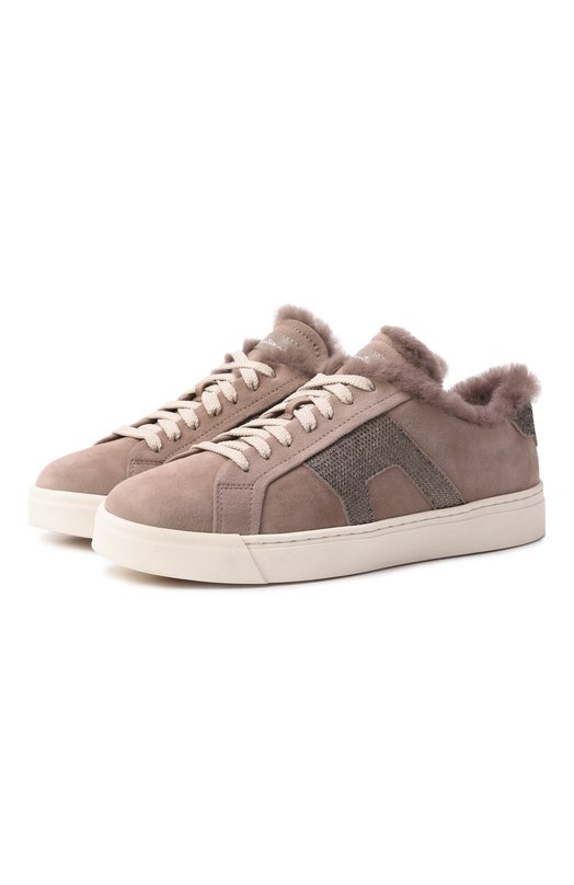 Замшевые кеды Santoni WBGG61421PNNPSXS Бежевый WBGG61421PNNPSXS