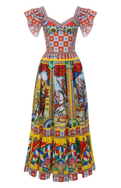 Хлопковое платье DOLCE & GABBANA разноцветного цвета по цене 212000 руб., арт. F6G8RT/GDS11, фото 1 Хлопковое платье DOLCE & GABBANA, арт. F6G8RT/GDS11, фото 1