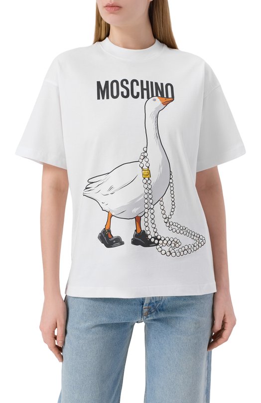 Хлопковая футболка Moschino V0703/0541 Белый  V0703/0541 Фото 3