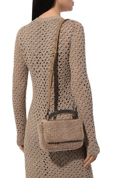 Женская сумка BRUNELLO CUCINELLI бежевого цвета, арт. MBTPD2496P | Фото 2 (Драгоценные камни: Проставлено; Материал: Натуральный мех; Материал сплава: Проставлено; Ремень/цепочка: На ремешке; Размер: mini; Сумки-технические: Сумки top-handle)