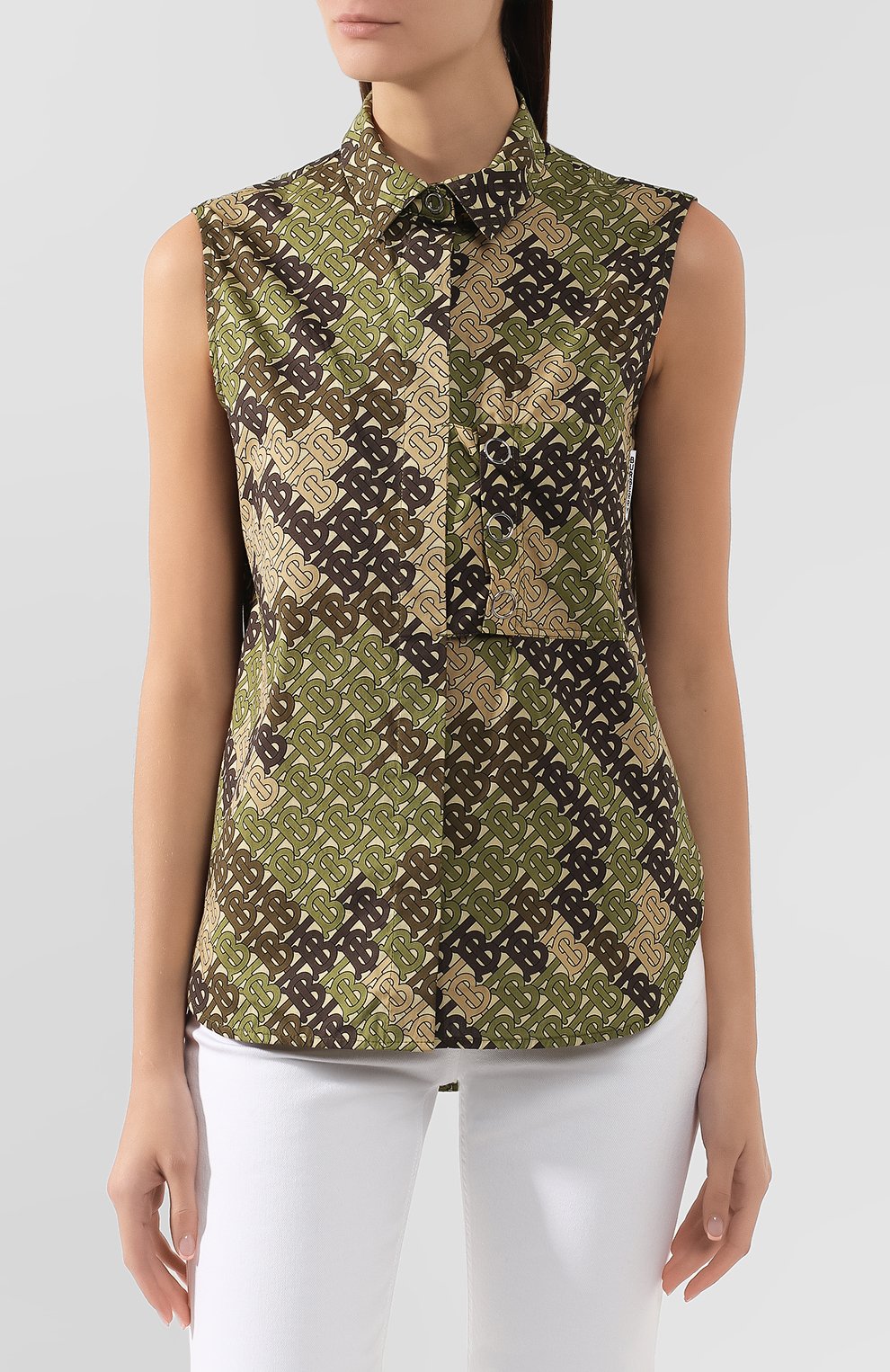 Хлопковый топ BURBERRY хаки цвета по цене 51400 руб., арт. 8016348, фото 3 Хлопковый топ BURBERRY, арт. 8016348, фото 3