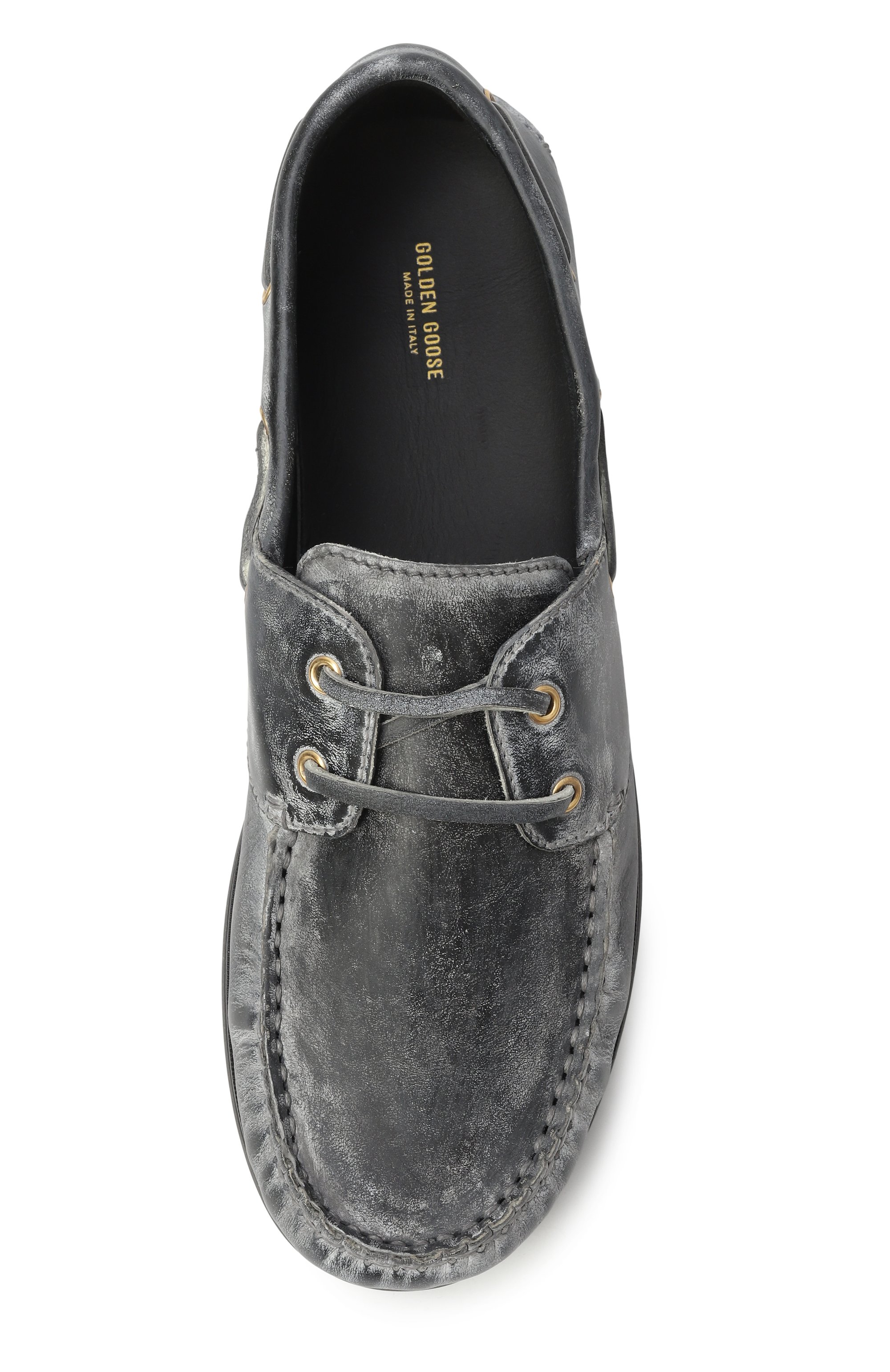 Кожаные мокасины GOLDEN GOOSE DELUXE BRAND серого цвета по цене 41450 руб., арт. GTF00968.F007671, фото 4 Кожаные мокасины GOLDEN GOOSE DELUXE BRAND, арт. GTF00968.F007671, фото 4