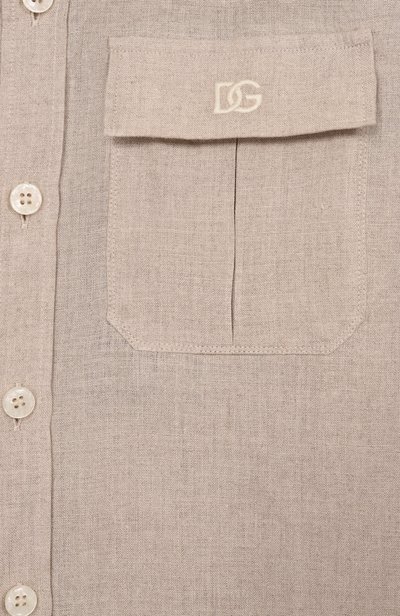 Льняная рубашка DOLCE & GABBANA светло-бежевого цвета по цене 57500 руб., арт. L45S06/FU4LG, фото 3 Льняная рубашка DOLCE & GABBANA, арт. L45S06/FU4LG, фото 3