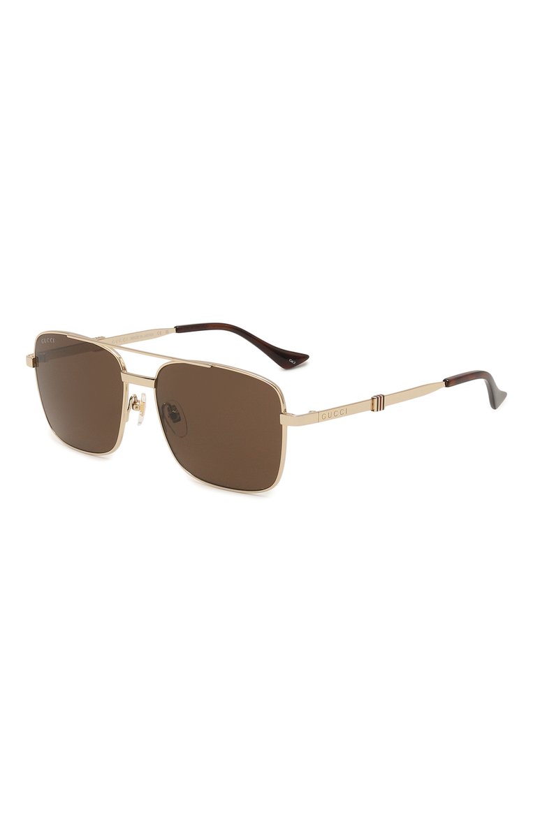 Мужские солнцезащитные очки GUCCI коричневого цвета, арт. GG1441S 002 | Фото 1 (Нос: Не проставлено; Региональные ограничения белый список (Axapta Mercury): Не проставлено; Тип очков: С/з; Кросс-КТ: С/з-мужское; Материал: Металл; Оптика Гендер: оптика-мужское; Очки форма: Квадратные, Авиаторы)