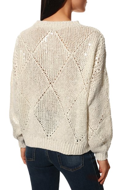 Пуловер из хлопка и льна BRUNELLO CUCINELLI, арт. MCY349100, фото 4