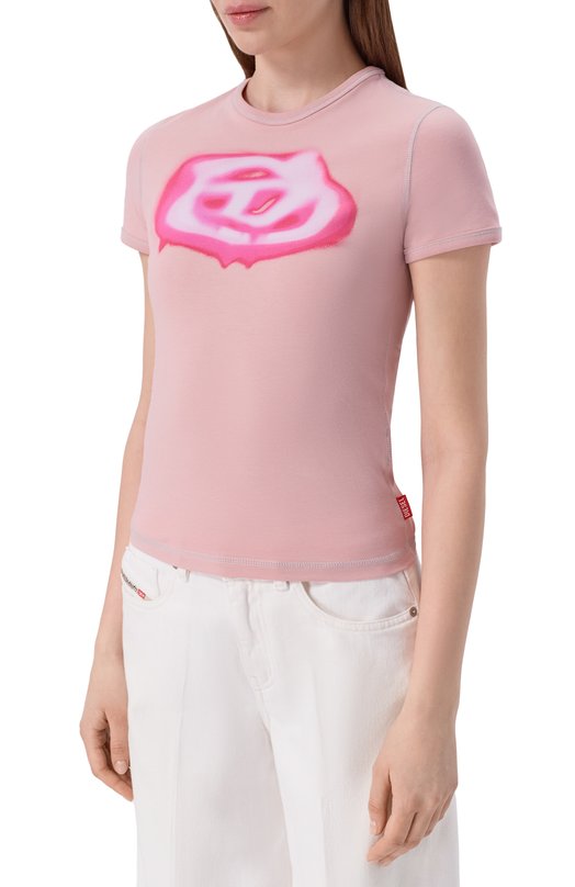Хлопковая футболка Diesel A20497/0QHHA Розовый  A20497/0QHHA Фото 3