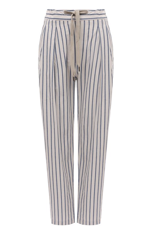 Брюки из хлопка и льна Brunello Cucinelli MH564B1312 Кремовый MH564B1312