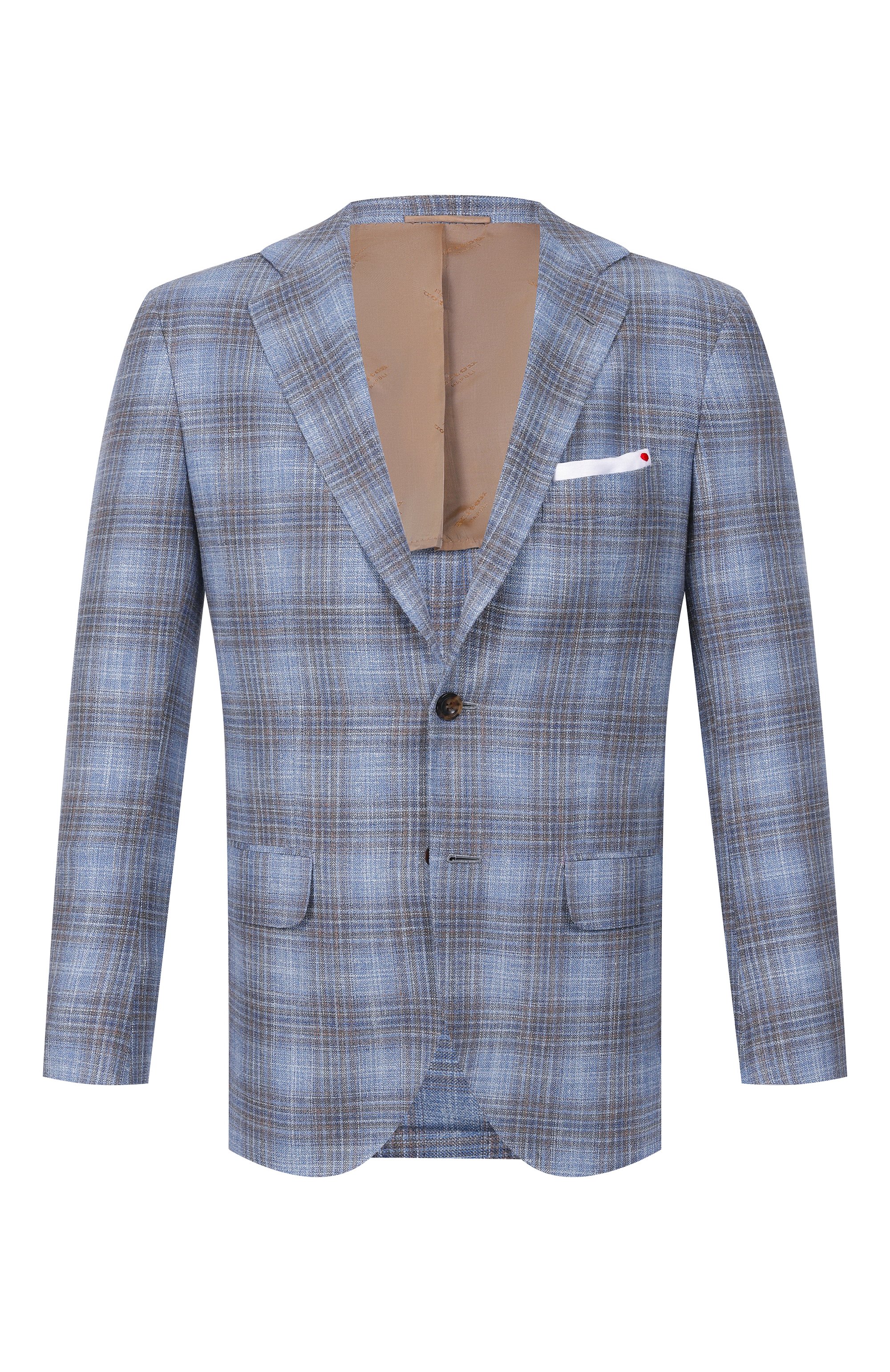 Пиджак из шерсти и шелка KITON голубого цвета по цене 674000 руб., арт. UG81K0628G, фото 1 Пиджак из шерсти и шелка KITON, арт. UG81K0628G, фото 1